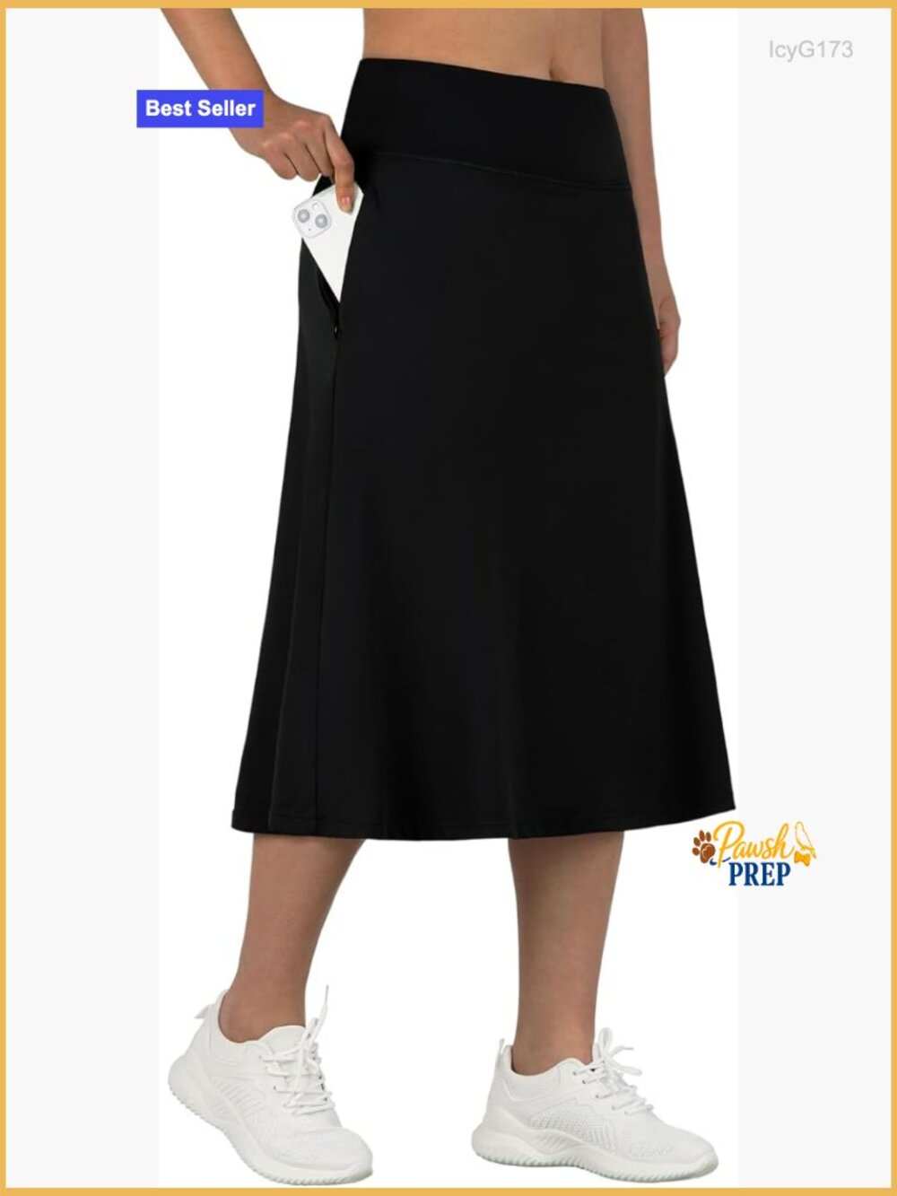 Midi Length Skorts With Pockets 28" Long Athletic Skirt Shorts Combo